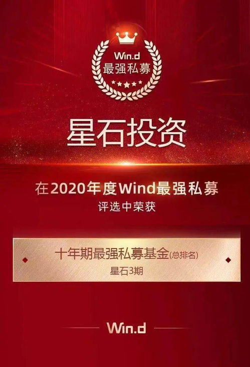 星石投资代表产品荣获wind2020年度十年期最强私募基金